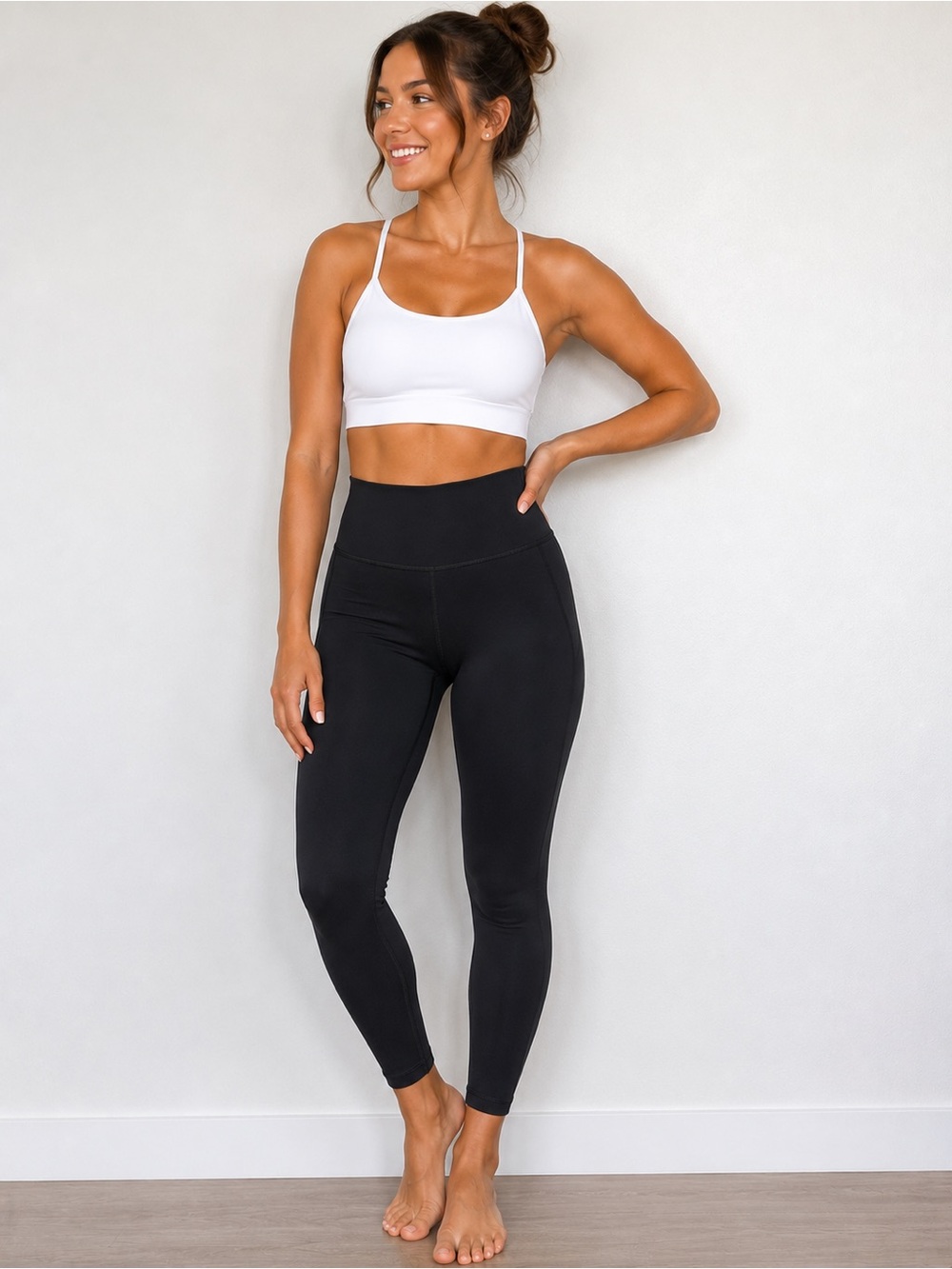Fabletics PowerHold High Rise Capri Leggings Black Size Medium yoga Workout